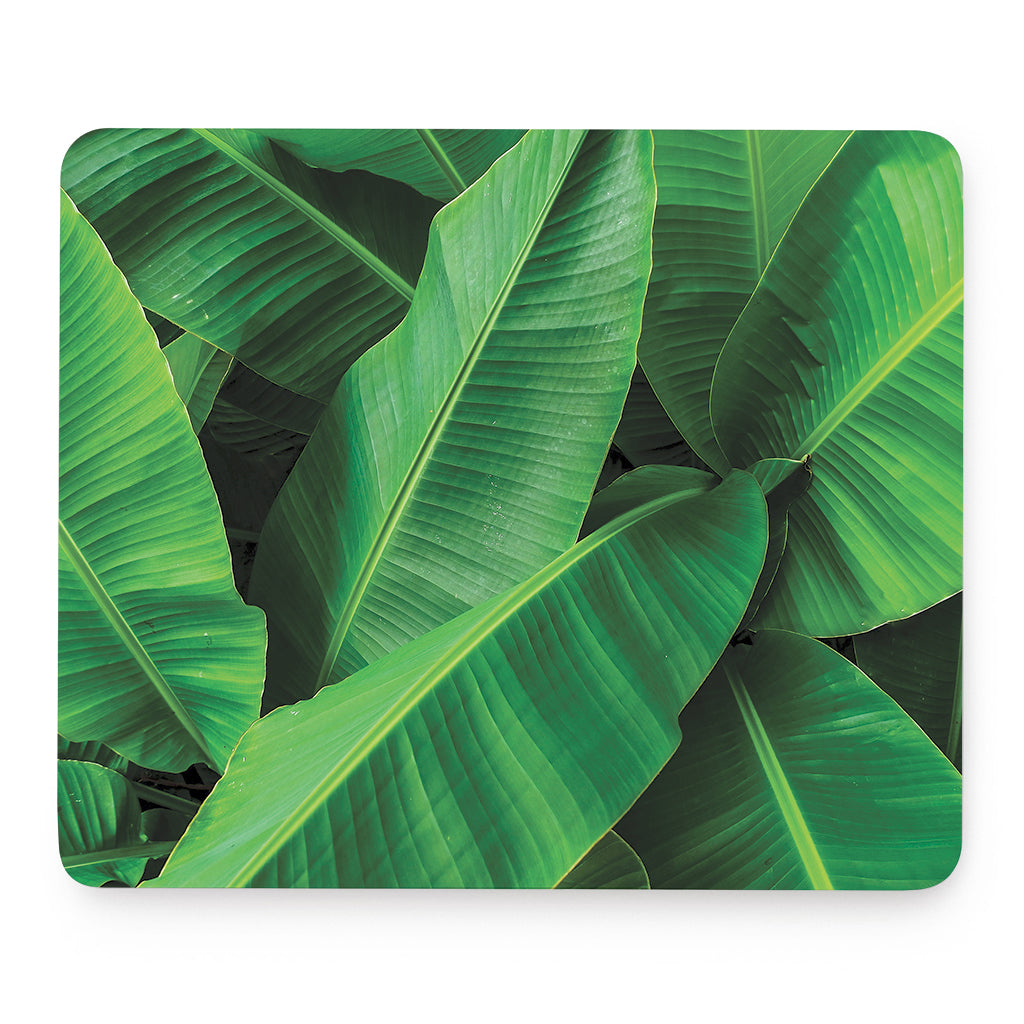 Green Tropical Banana Palm Leaf Print Mouse Pad