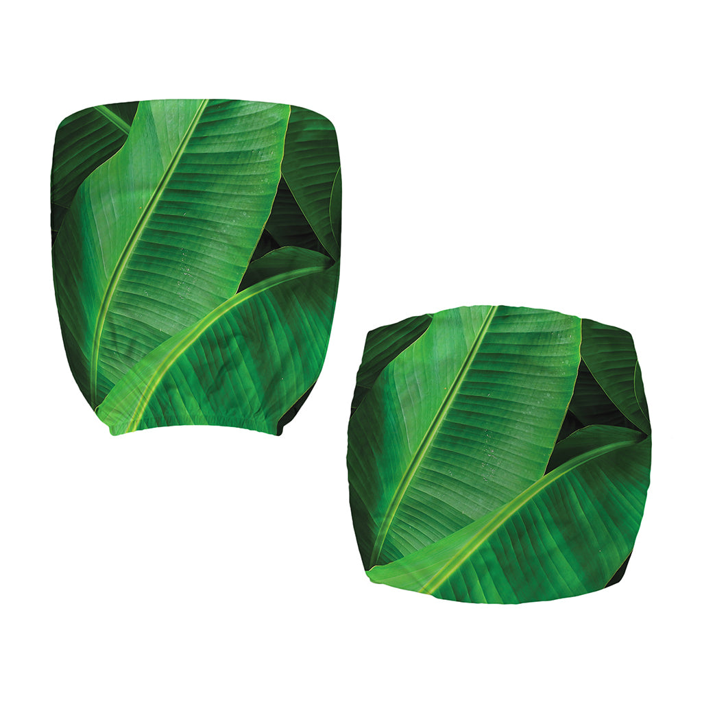 Green Tropical Banana Palm Leaf Print Office Chair Cover