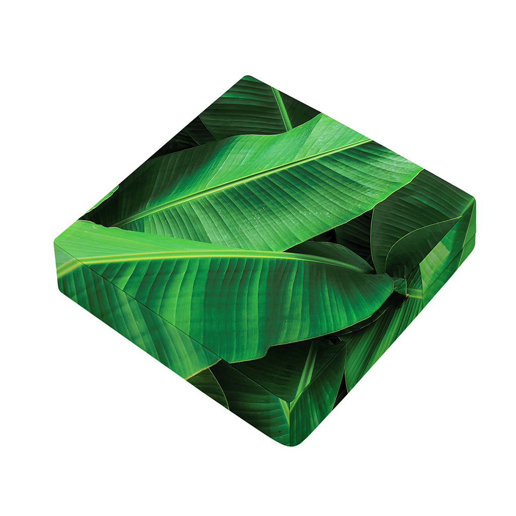 Green Tropical Banana Palm Leaf Print Outdoor Seat Cushion Cover