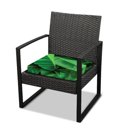Green Tropical Banana Palm Leaf Print Outdoor Seat Cushion Cover