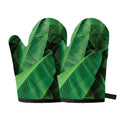 Green Tropical Banana Palm Leaf Print Oven Mitts