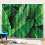 Green Tropical Banana Palm Leaf Print Pencil Pleat Curtains