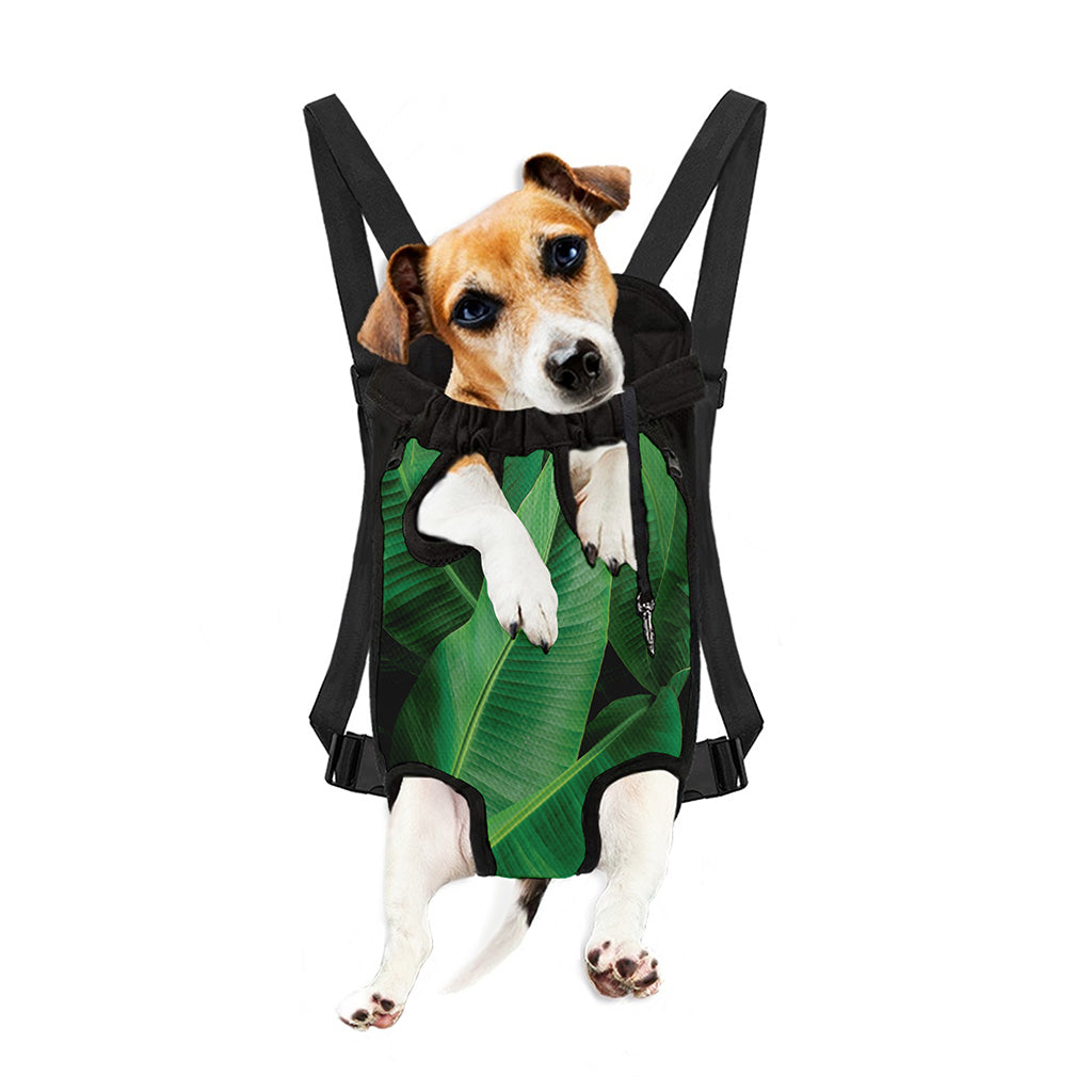 Green Tropical Banana Palm Leaf Print Pet Carrier Backpack