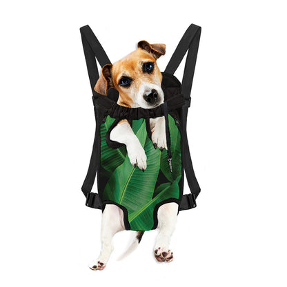 Green Tropical Banana Palm Leaf Print Pet Carrier Backpack