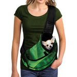 Green Tropical Banana Palm Leaf Print Pet Sling Carrier