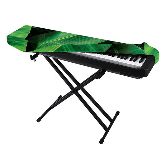 Green Tropical Banana Palm Leaf Print Piano Keyboard Cover