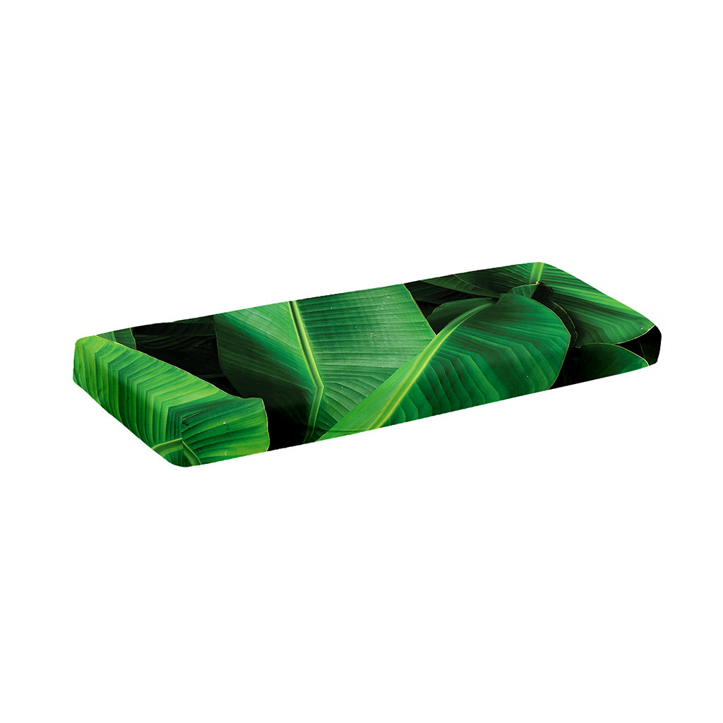 Green Tropical Banana Palm Leaf Print Piano Keyboard Cover