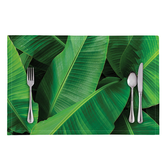 Green Tropical Banana Palm Leaf Print Placemat