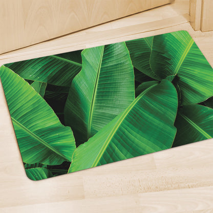 Green Tropical Banana Palm Leaf Print Polyester Doormat