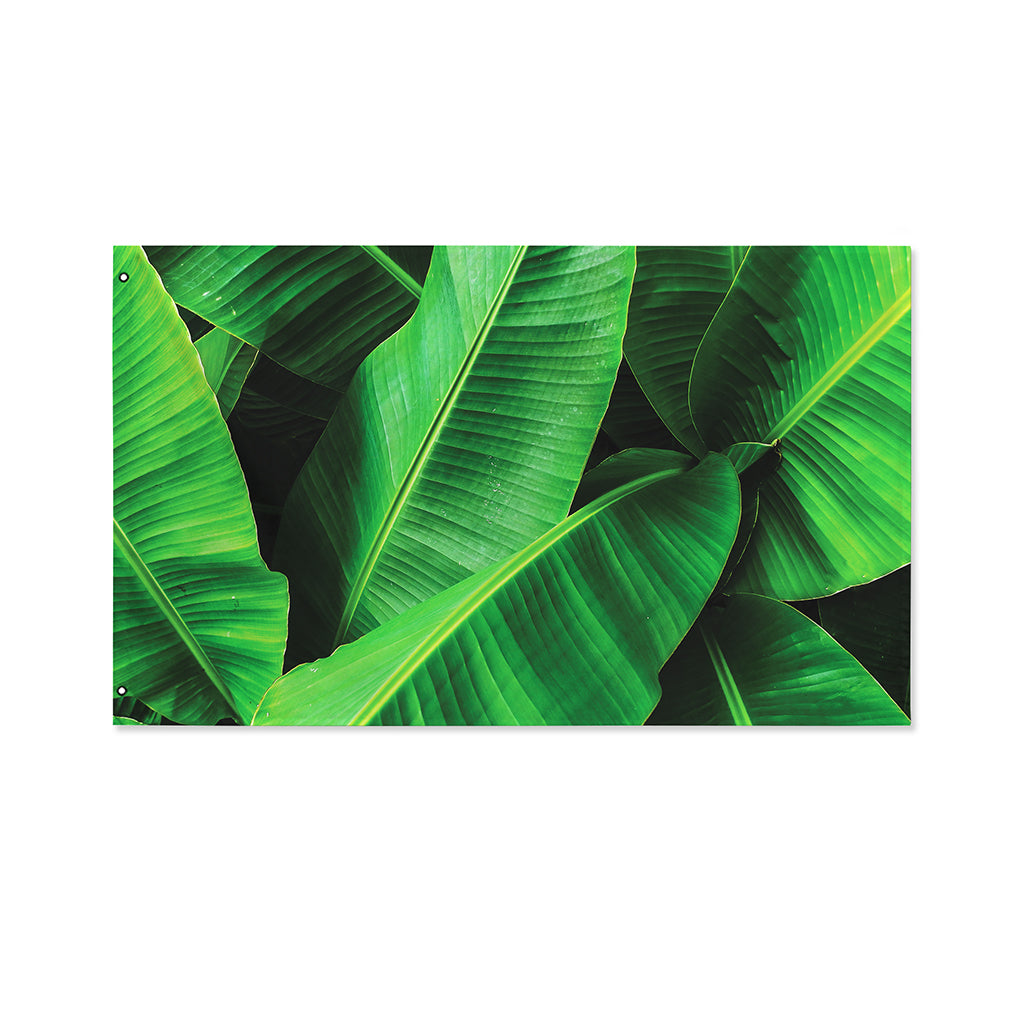 Green Tropical Banana Palm Leaf Print Polyester Flag