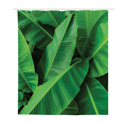 Green Tropical Banana Palm Leaf Print Polyester Shower Curtain