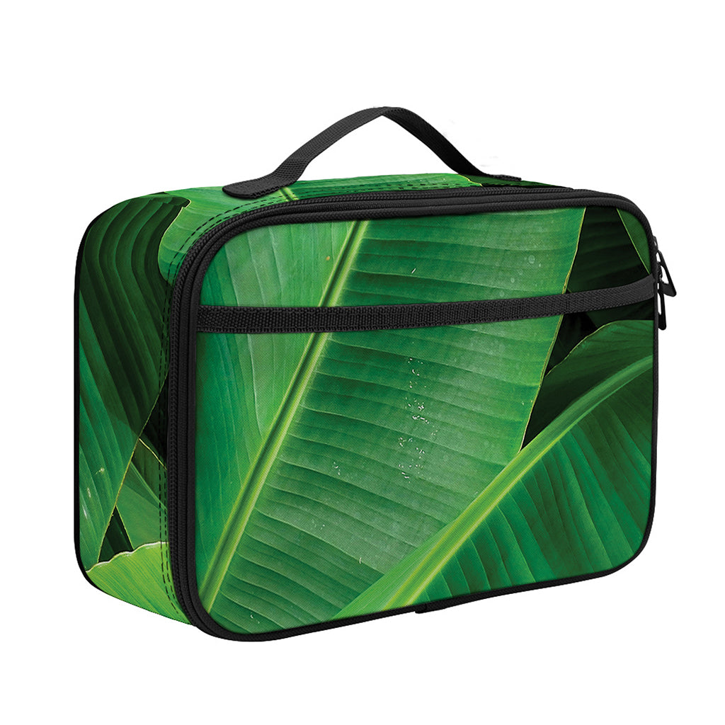 Green Tropical Banana Palm Leaf Print Portable Lunch Bag