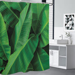 Green Tropical Banana Palm Leaf Print Premium Shower Curtain
