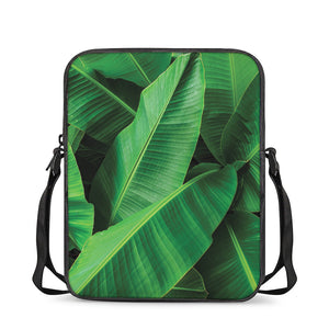 Green Tropical Banana Palm Leaf Print Rectangular Crossbody Bag