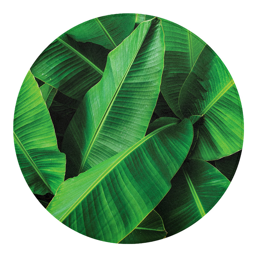 Green Tropical Banana Palm Leaf Print Round Blanket