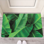 Green Tropical Banana Palm Leaf Print Rubber Doormat