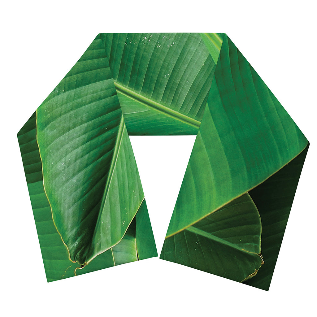 Green Tropical Banana Palm Leaf Print Scarf