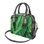 Green Tropical Banana Palm Leaf Print Shoulder Handbag