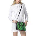 Green Tropical Banana Palm Leaf Print Shoulder Handbag