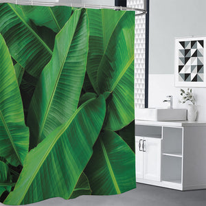 Green Tropical Banana Palm Leaf Print Shower Curtain