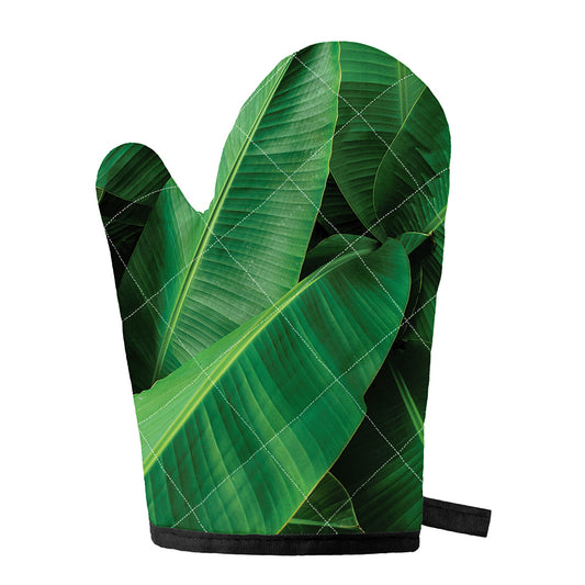 Green Tropical Banana Palm Leaf Print Single Oven Mitt