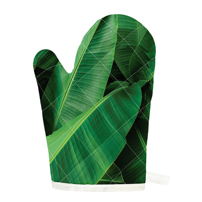 Green Tropical Banana Palm Leaf Print Single Oven Mitt