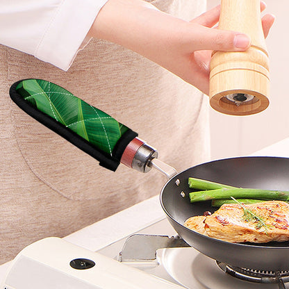 Green Tropical Banana Palm Leaf Print Skillet Handle Cover