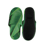 Green Tropical Banana Palm Leaf Print Slippers