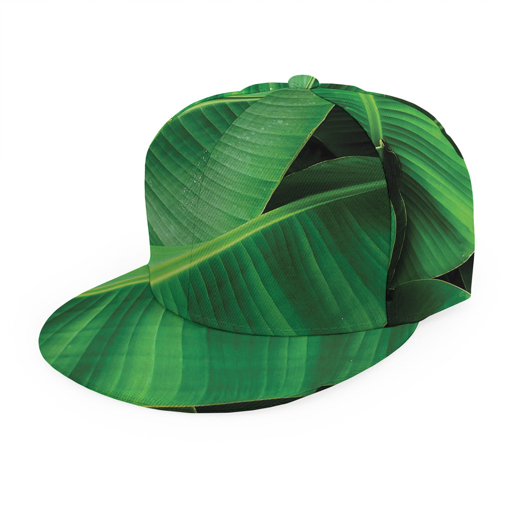 Green Tropical Banana Palm Leaf Print Snapback Cap