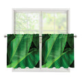 Green Tropical Banana Palm Leaf Print Tier Curtains