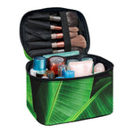 Green Tropical Banana Palm Leaf Print Travel Makeup Bag