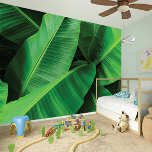 Green Tropical Banana Palm Leaf Print Wall Sticker