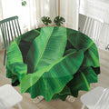 Green Tropical Banana Palm Leaf Print Waterproof Round Tablecloth