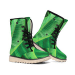 Green Tropical Banana Palm Leaf Print Winter Boots