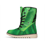 Green Tropical Banana Palm Leaf Print Winter Boots