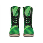 Green Tropical Banana Palm Leaf Print Winter Boots