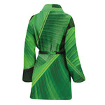 Green Tropical Banana Palm Leaf Print Women's Bathrobe