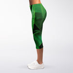 Green Tropical Banana Palm Leaf Print Women's Capri Leggings