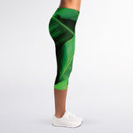 Green Tropical Banana Palm Leaf Print Women's Capri Leggings