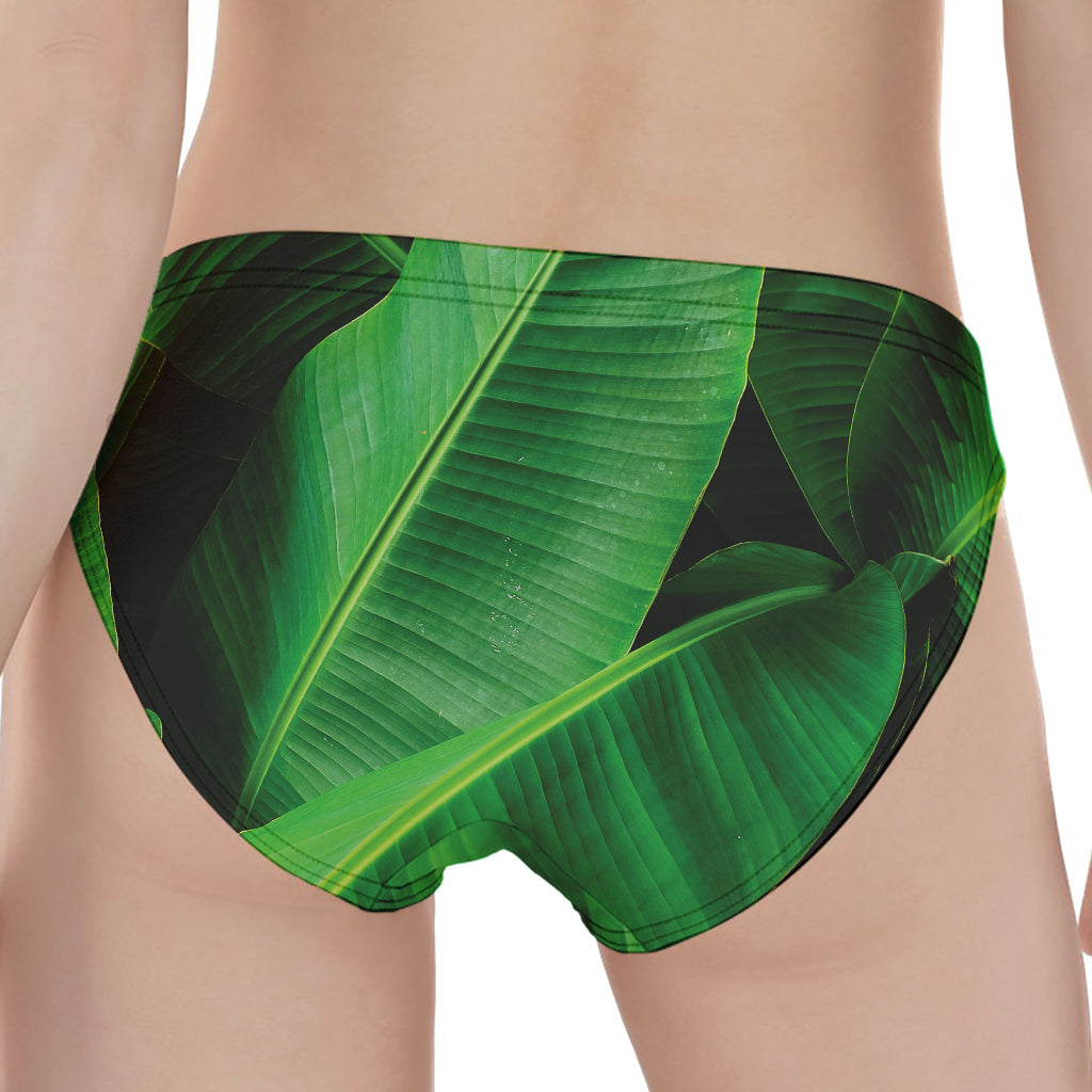 Green Tropical Banana Palm Leaf Print Women's Panties