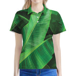 Green Tropical Banana Palm Leaf Print Women's Polo Shirt