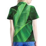 Green Tropical Banana Palm Leaf Print Women's Polo Shirt