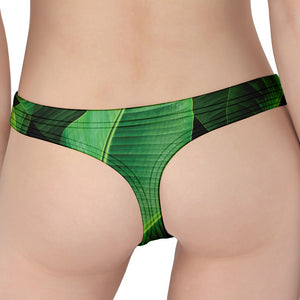 Green Tropical Banana Palm Leaf Print Women's Thong