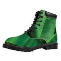 Green Tropical Banana Palm Leaf Print Padded Collar Lace Up Boots