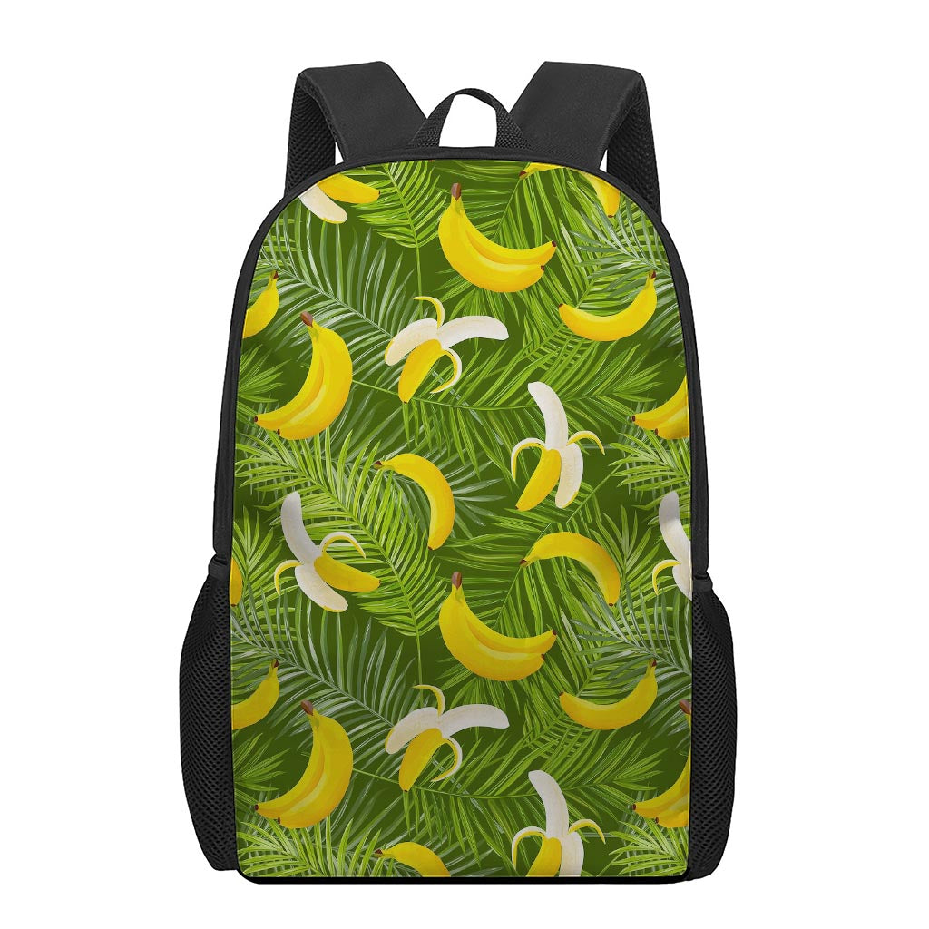 Green Tropical Banana Pattern Print 17 Inch Backpack