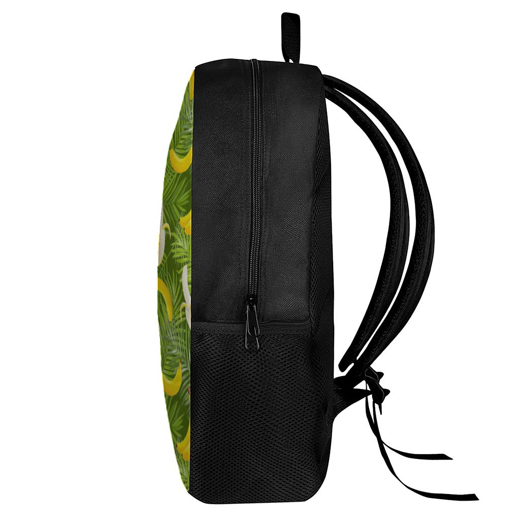 Green Tropical Banana Pattern Print 17 Inch Backpack