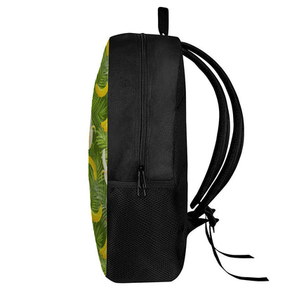Green Tropical Banana Pattern Print 17 Inch Backpack