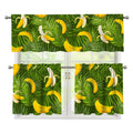 Green Tropical Banana Pattern Print 3 Piece Kitchen Curtains