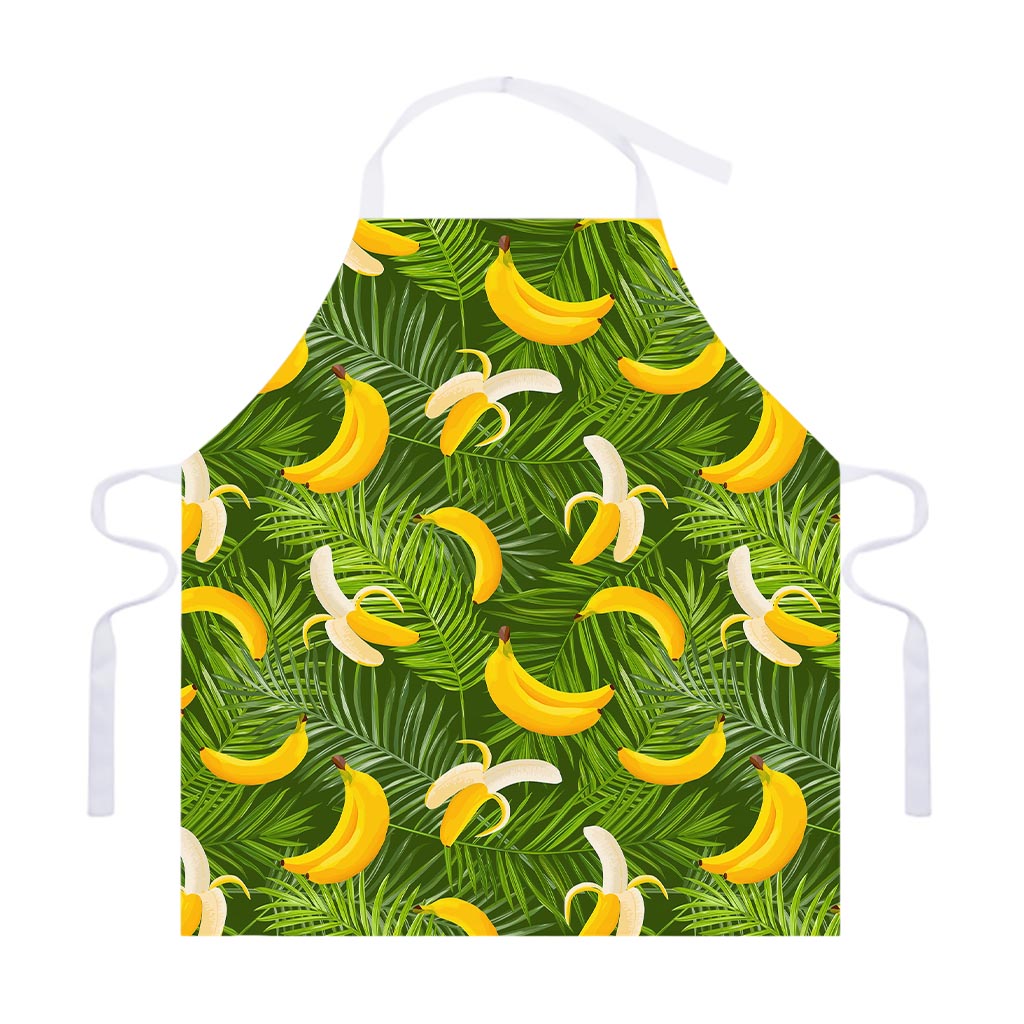 Green Tropical Banana Pattern Print Adjustable Apron