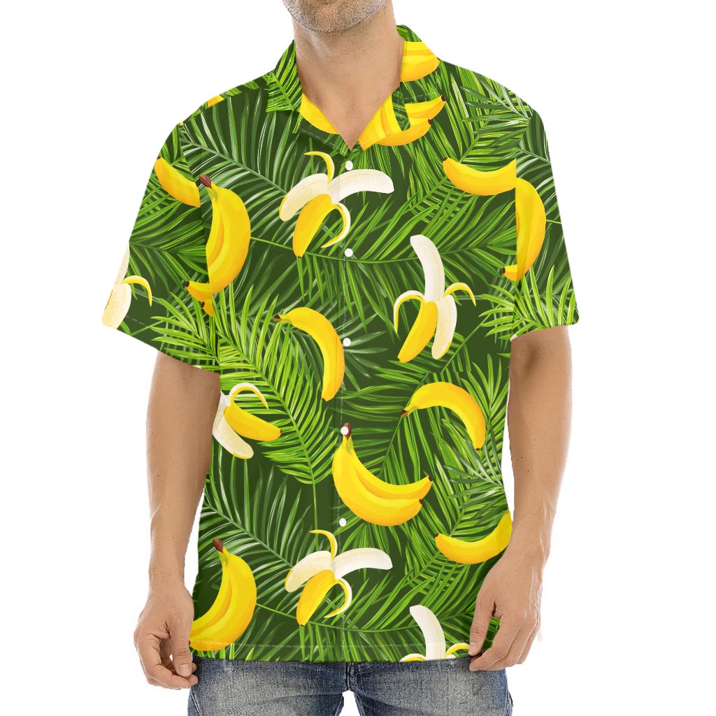 Green Tropical Banana Pattern Print Aloha Shirt